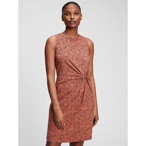 Gap Dress Leopard Floral Print Sleeveless Knotted Waist Modal Orange